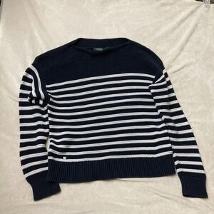 Lauren Ralph Lauren striped 100% cotton sweater in navy and white Size XLarge